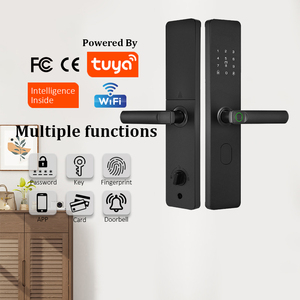 <span class=keywords><strong>Cerradura</strong></span> Inteligente Eléctrica KROVI G09 de Aluminio Negra con Huella Dactilar y RFID, con Memoria <span class=keywords><strong>para</strong></span> Tarjetas y Control por Aplicación Tuya <span class=keywords><strong>para</strong></span> Proyectos (Gran Venta) - Product Image 1