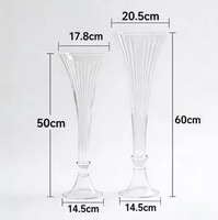 Vase à fleurs en verre côtelé transparent de luxe, vase décoratif moderne à cannelures pour la maison, les mariages, les hôtels, centre de table, vente en gros