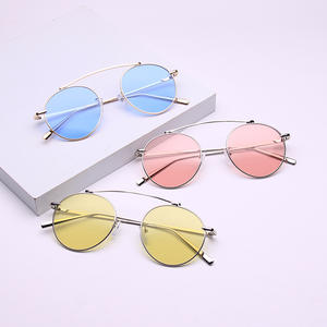 Gafas de Sol Redondas con Marco Azul Océano, Protección UV400 Dorada, Unisex, Estilo Ovalado, Tipo 3, Lentes AC J1-8804 - Product Image 3