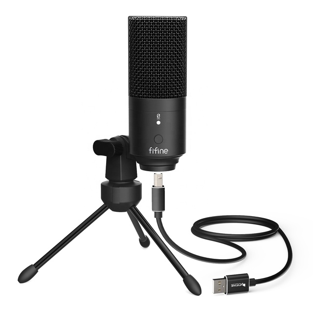 Fifine USB Microphone Kit With Tripod Stand Microphone Podcasting Studio Condenser Microphone for Computer