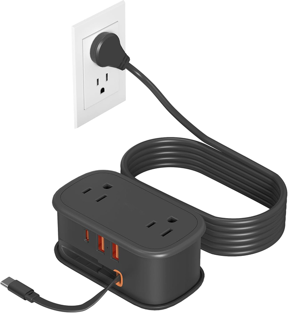 New Arrival Portable Fast Power Strip Travel Socket with 2 US Outlets 2 USB-A & 2 USB-C Hot Seller Extension Socket