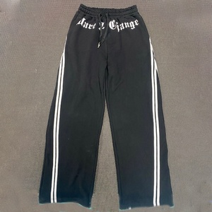 Men's Custom Embroidered French Terry Jogger <b>Pants</b> 100% Cotton Stripe Sweatpants Mid Waist Washable Eco-Friendly Quick Dry - Product Image 1