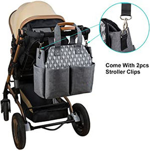 Sacoche à langer personnalisée, grand format maman et papa, pour couches de bébé avec poches isolées, tampon à langer, pour sangles de poussette, fourre-tout - Product Image 2