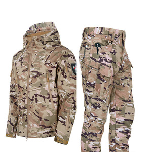 Ensemble veste et pantalon softshell d'hiver DF702 camouflage noir, imperméable, en nylon, vêtements tactiques d'extérieur pour hommes - Product Image 2