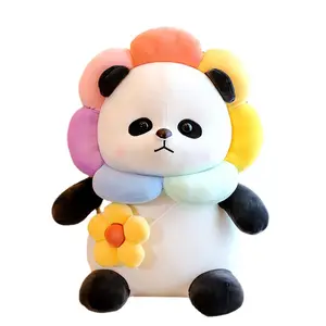 New Design Flower Panda Stuffed Toy Soft Panda Plush Toy For Girls Gifts