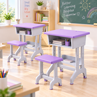 Ensemble de mobilier scolaire commercial : Bureau et tabouret pour étudiant en PP, hauteur fixe, avec plateau en option – Vente en gros