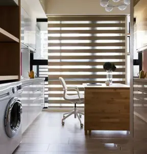 FH Smart persianas zebra motorizadas para decoração de interiores domésticos elétricos em dupla camada transparente e com filtro de luz despojada
