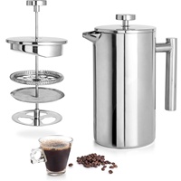 Cafetière à piston en acier inoxydable à double paroi isolée, écologique, 12oz, 27oz, 34oz, avec infuseur à thé, pour la cuisine et l'extérieur