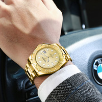 Relojes Automáticos de Oro para Hombre OEM, Caja Redonda de 40 mm con Fecha, Reloj Mecánico de Lujo con Correa de Acero Inoxidable