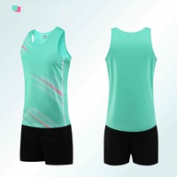 Ensemble de sport unisexe 2-en-1 à séchage rapide, respirant, léger, col ras du cou, taille élastique, sans manches, couleur unie, coupe droite