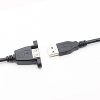Cable de Extensión USB 2.0 para Montaje en Panel, USB Tipo A Macho a Hembra con Orejas para Fijar, Cable de Carga y Transmisión de Datos para PC