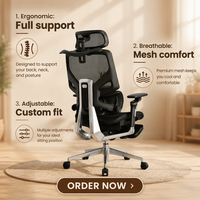 Chaise de bureau ergonomique pivotante de luxe à dossier haut confortable pour le bureau avec repose-pieds