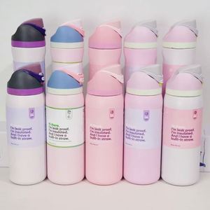 Bouteille d'eau sport isotherme en acier inoxydable à double paroi 24oz/32oz pour adultes, haute qualité, anti-fuite, avec paille - Product Image 1