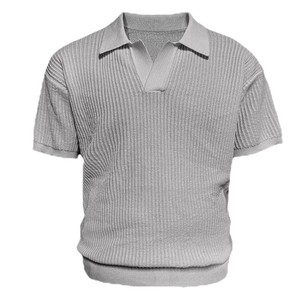 Pull en maille à manches courtes pour <span class=keywords><strong>homme</strong></span>, col en V, col rabattu, style professionnel, grande <span class=keywords><strong>taille</strong></span>, <span class=keywords><strong>taille</strong></span> européenne personnalisée, pour chemise, lavable en machine - Product Image 2
