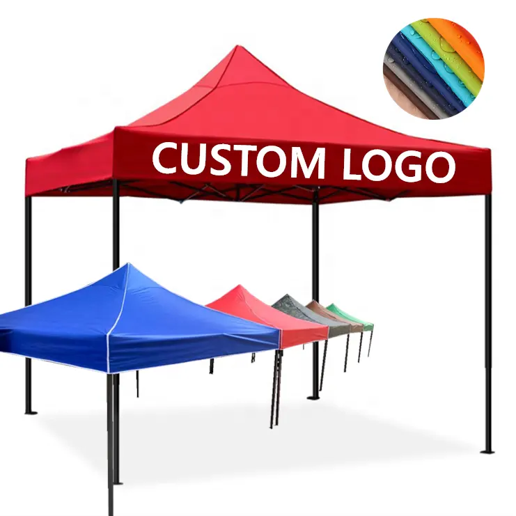 مظلة خارجية مربعة الشكل متنقلة قابلة للسحب وسهلة الضبط كشك للأعمال مخصص 3 × 3 خيمة منبثقة بشعار