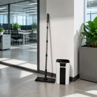 Ensemble de balai plat et seau pour la maison avec raclette, manche télescopique en acier inoxydable, tampon microfibre pour lavage et essorage