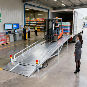 Rampa di Carico Idraulica Regolabile Usata per <span class=keywords><strong>Container</strong></span>, Vendita Diretta dalla Fabbrica, Rampa Portatile in Acciaio per Carrelli Elevatori - Product Image 3