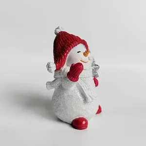 New Arrivals 2-Piece Religious Christmas Snowman Doll Statue <b>Ornaments</b> Couple Resin Craft Home Decorations - Product Image 2