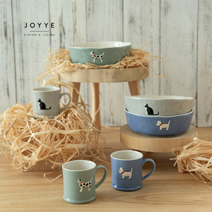 JOYYE Unique Creativity Adorable Animal Pattern Juego de tazas de café de cerámica Gato, perro y pata Diseño de impresión Taza en relieve personalizada - Product Image 5