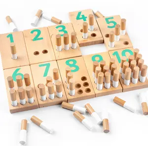 Brinquedos de madeira montessori, brinquedos educativos para aprendizagem digital, tabuleiro de unhas, contagem, número, cognitivo, jogo de correspondência