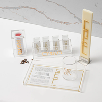 Ensemble Havdalah en acrylique Judaica juif, pack familial, flamme de cristal, porte-besamim
