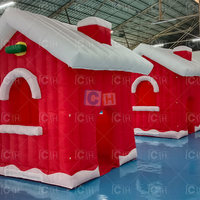 Maison gonflable Maison Santa Maison Tente de Noël Maisons lumineuses à LED de Noël pour les vacances