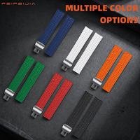 Bracelet de montre en caoutchouc fluoré FKM de 20 mm pour RLX GMT-Master II, texture quadrillée, bracelet en caoutchouc CTS avec fermoir déployant en acier inoxydable