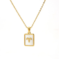 Collier pendentif vintage Astro Shell 12 constellations du zodiaque, plaqué or PVD, horoscope, acier inoxydable pour filles
