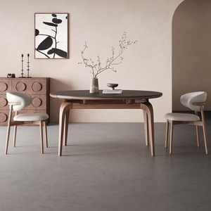 Solid Wood <b>Folding</b> Slab <b>Dining</b> <b>Table</b> Convertible Round Telescopic <b>Dining</b> Room Set 6 Piece - Product Image 4