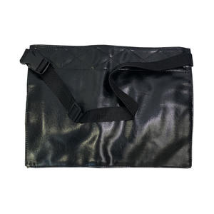 Portable <b>Makeup</b> <b>Brush</b> Fanny Pack Storage <b>Bag</b> Black PU Leather Zipper Closure Waterproof Outdoor Beauty Artist Tool <b>Bag</b> - Product Image 5