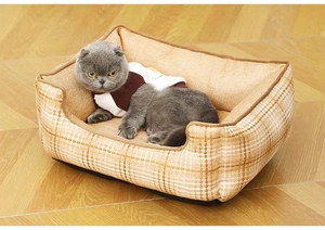 Acogedora cama cuadrada esponjosa para perros, desmontable y lavable, cama ecológica para mascotas, nido suave para perros y gatos, alfombrilla antideslizante, suministros para mascotas - Product Image 5