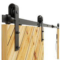 Kit de quincaillerie pour porte de grange simple WEKIS en acier au carbone durable de 6,6 pieds, système de rail coulissant moderne à fermeture douce pour intérieur