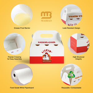 Cubo ecológico impreso personalizado de 64oz, 150oz, 170oz, para pollo frito, cubos desechables de papel de gran tamaño para pollo frito con tapa - Product Image 2