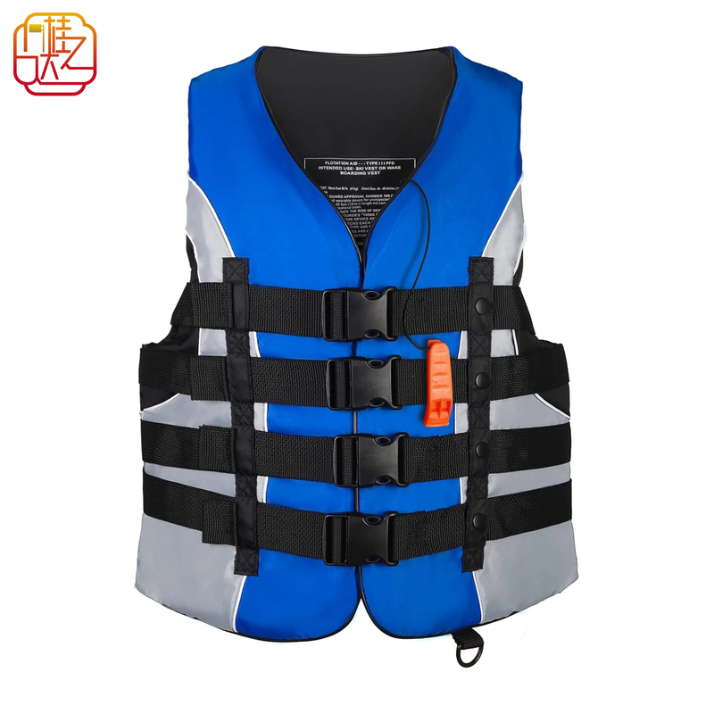 Blue Gray Life Jacket Adjustable Buoyancy