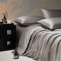 Parure de lit de luxe pour hôtel, 300TC, 100% coton satiné tissé, PVC, taille Queen, couleur unie, housse de couette 90x90 pouces, drap plat 60x80 pouces