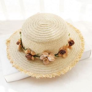Wholesale Casual Straw <b>Hat</b> Women Sun Protection Outdoor Party Business Fishing Cycling Garland <b>Flat</b> Top Travel Seaside Beach - Product Image 5