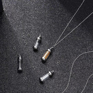 Kalung Botol Kaca Terbuka yang Dapat Diisi Sesuai Pesanan untuk Wanita/Pria, Liontin Botol Abu Kenangan, Perhiasan Urn Kremasi Hewan Peliharaan, Hadiah Kenang-kenangan - Product Image 5
