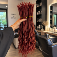 Extensions de dreadlocks 100% cheveux humains vierges doublement étirés pour tresses bouclées ondulées de type caucasien, faits à la main au crochet, micro-liens