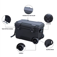 Glacière isotherme en plastique rigide personnalisable avec logo, 50qt, portable, pour la pêche, le camping en plein air, le stockage des aliments, le barbecue
