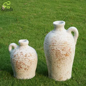 Factory Custom Single Handle Narrow Mouth Vintage Terracotta Vase Wholesale Decorative Flower Vases For Home Decor