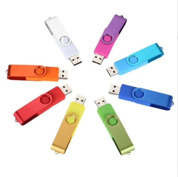 Tùy chỉnh màu sắc biểu tượng Quà Tặng USB Flash Disk nhựa vỏ kim loại Ổ Đĩa Bút USB Stick 64GB 32GB 16GB 8GB 4GB 2GB Xoay ổ đĩa flash