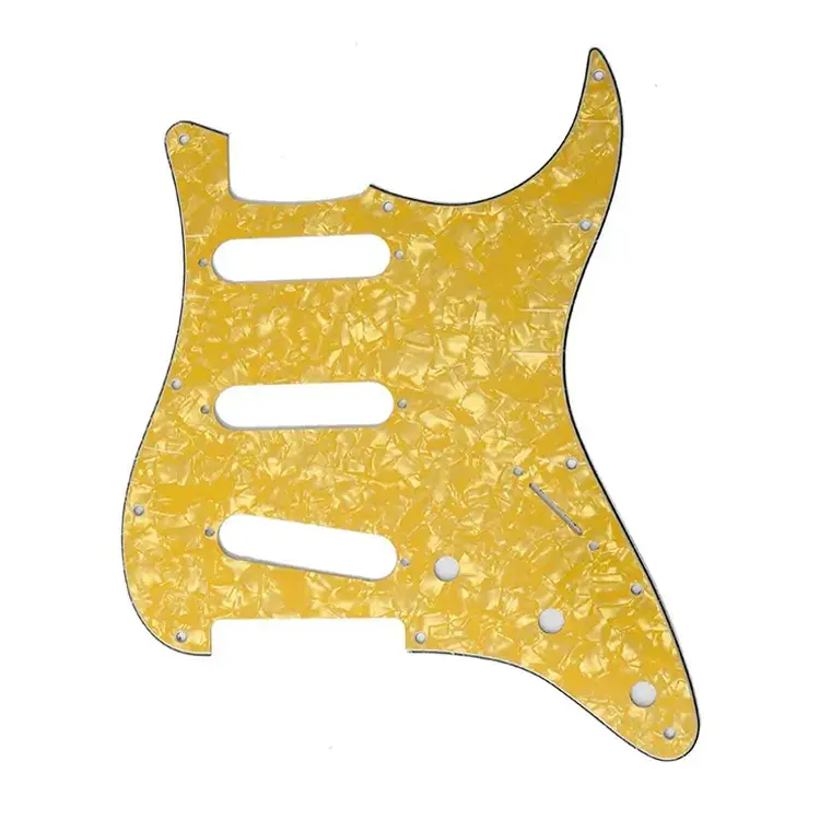 4ply Yellow Pearl 11 Hole SSS Scratch Plate guitar veneer ST Guitar Pickguard for wholesale