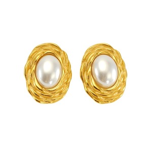 ZOGXIN Gold Plated Pearl Stud Earrings Geometric Design For Women Party Jewelry - Product Image 5