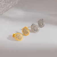 Boucles d'oreilles RH pour femmes, luxe léger, haute qualité, incrustation de diamants ovales, plaqué or 18 carats, acier inoxydable, ne ternit pas, bijoux tendance