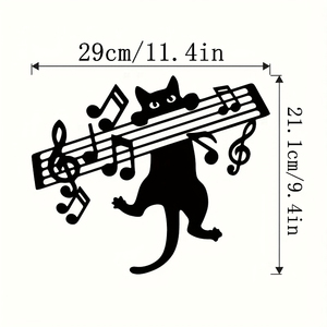 Scultura Contemporanea in Acciaio Inossidabile a Forma di Gatto che Suona Note Musicali, Design a Silhouette con Chiave di Violino, Decorazione per Interni/Esterni, per <span class=keywords><strong>Insegnanti</strong></span> di Pianoforte - Product Image 6