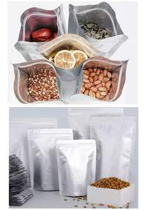 Mylar Gümüş Renkli Tekrar Kapatılabilir Kilitli Gıda Sınıfı Su Geçirmez Nem Geçirmez Salata Saklama Doypack Poşetleri Ayakta Duran Saf Süt Evcil Hayvan Maması - Product Image 3