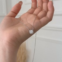 Collier Pendentif en Argent Sterling S925 avec Moissanite pour Femme, Design Goutte de Sucre à Pierre Unique, Personnalisé, Simple et Exquis, pour Clavicule