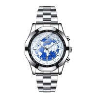 Montre de luxe pour homme Wandering Earth Hollow Quartz en acier inoxydable, 45 mm, aiguilles larges, ultra-fine 13 mm, verre minéral renforcé