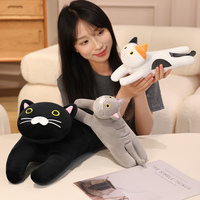 Poupée pelucheuse en coton doux, chat couché, peluche écologique, jouet personnalisé pour filles, cadeau d'anniversaire, coussin doux pour canapé