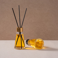 Flacon diffuseur à roseaux en verre transparent rond de 80 ml de qualité supérieure pour emballage de parfum d'intérieur de luxe en gros